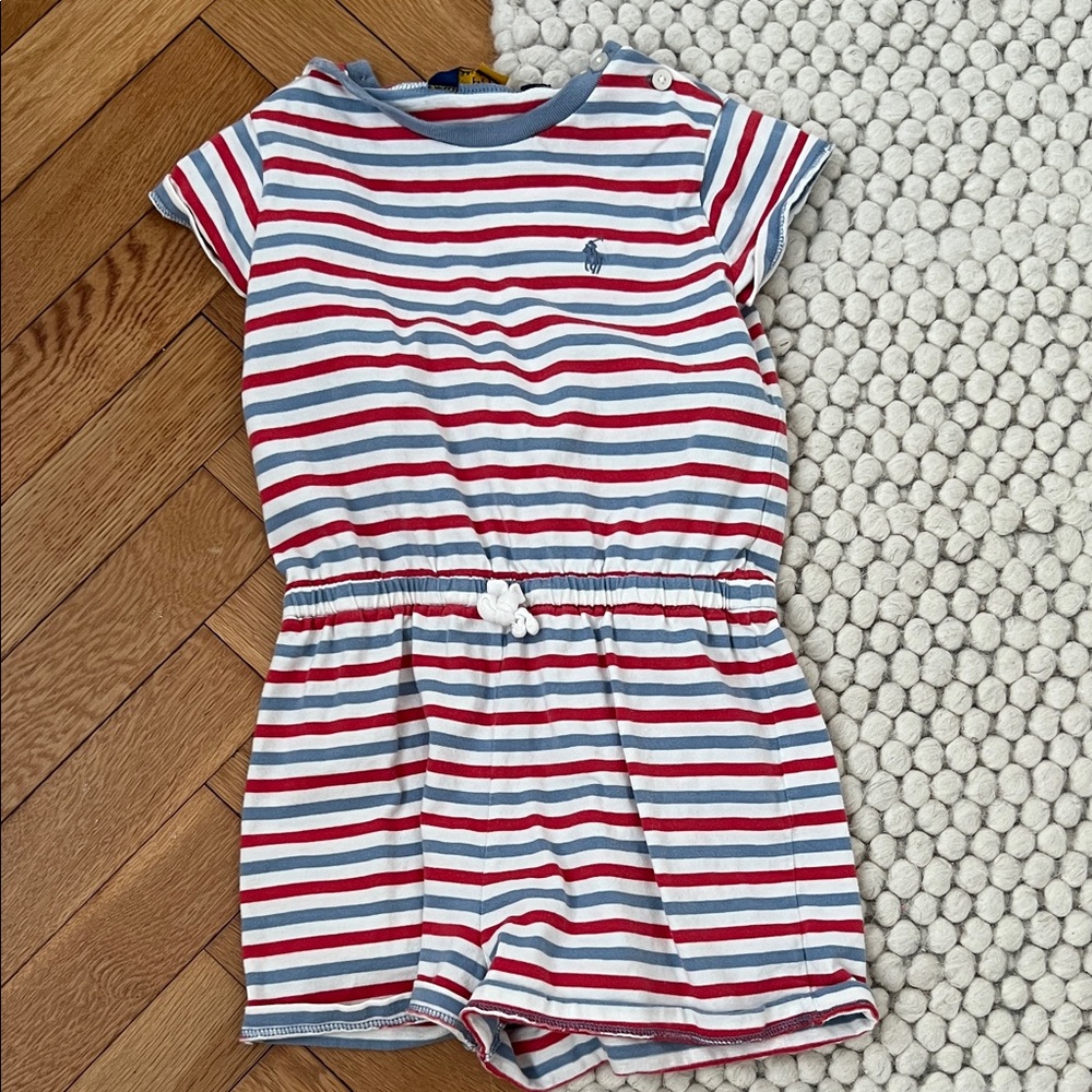 Polo Ralph Lauren Striped Cotton Jersey Romper